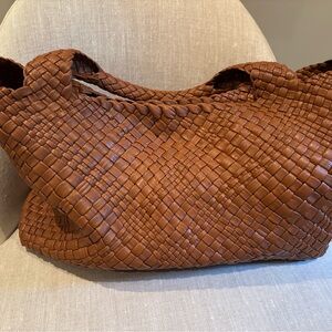 Falor Genuine Leather Brown Woven Leather Bag